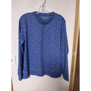 PETER MILLAR Mens Long Sleeve Athletic Pullover Shirt Blue Print UPF 50 Size L